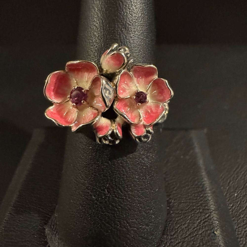 JAI Pink Cherry Blossom Ring. Size 8